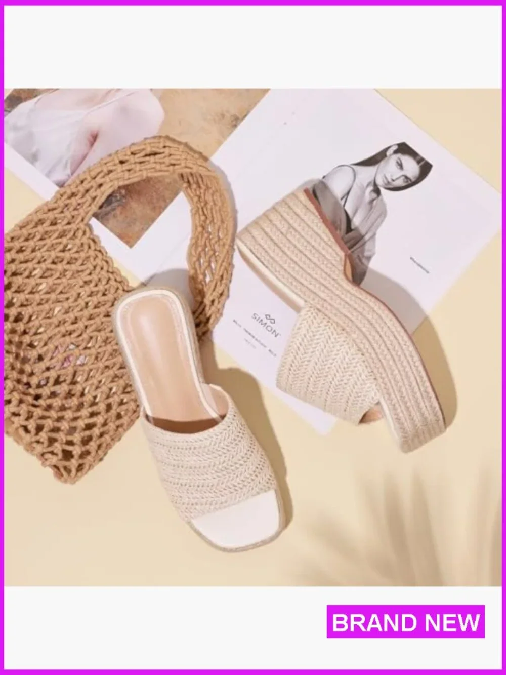 Platform Slip On Espadrille Sandals Woven Jute Bohemian Summer Wedding